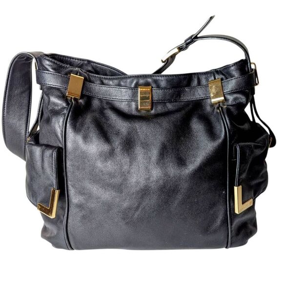 MICHAEL KORS Beverly Drawstring Black Leather Satchel - Picture 3 of 10